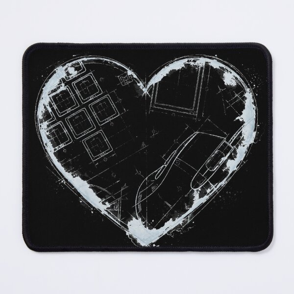 Item preview, Compiuter PC Heart blueprint, gaming on the black background. Tech love design designed and sold by ollgast5.