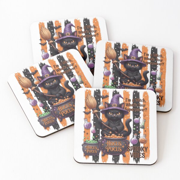 Item preview, Black Cat Witch Halloween Design designed and sold by Basma Designs | Retro, Kawaii Shirts & Stickers.