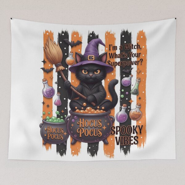 Item preview, Black Cat Witch Halloween Design designed and sold by Basma Designs | Retro, Kawaii Shirts & Stickers.