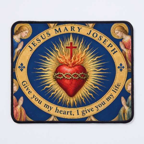 Item preview, Sacred Heart of Jesus - Classic Religious Art with Angels & Devotional Quote designed and sold by Crux Fidelis.