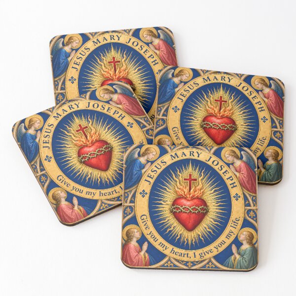 Item preview, Sacred Heart of Jesus - Classic Religious Art with Angels & Devotional Quote designed and sold by Crux Fidelis.