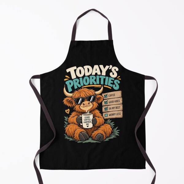 Item preview, Today's Priorities Funny Highland Cow Coffee Lover Motivation Design designed and sold by BDLuck2021.
