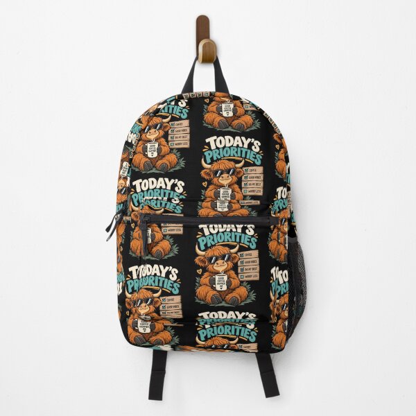 Item preview, Today's Priorities Funny Highland Cow Coffee Lover Motivation Design designed and sold by BDLuck2021.