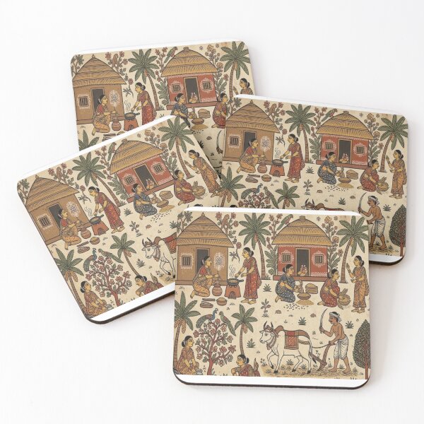Item preview, Vida cotidiana en una aldea tradicional india | Arte popular indio designed and sold by Sakshiartwork.