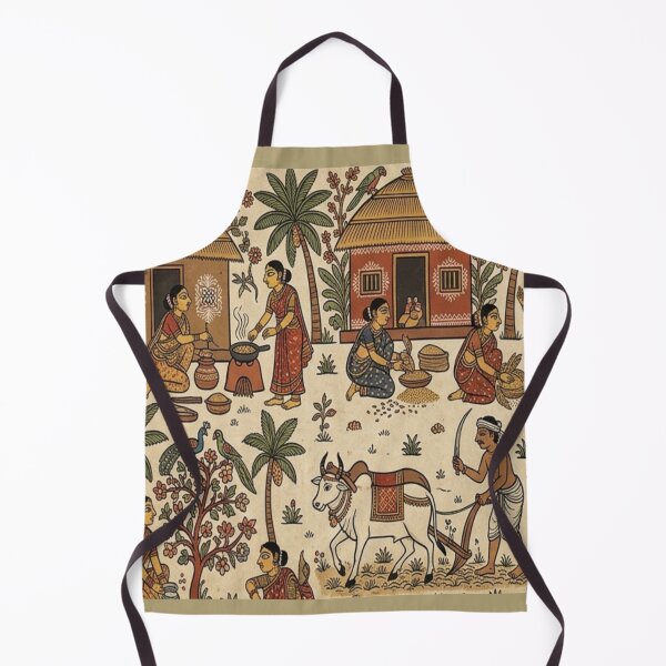 Item preview, Daily Life in a Traditional Indian Village | Indian Folk Art  designed and sold by Sakshiartwork.