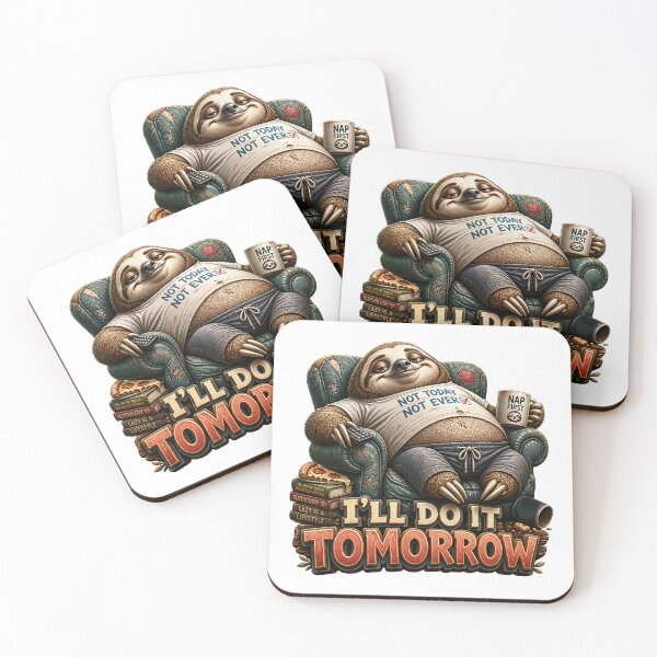 Item preview, I'll Do It Tomorrow Funny Lazy Sloth Humor designed and sold by Wilcox PhotoArt.