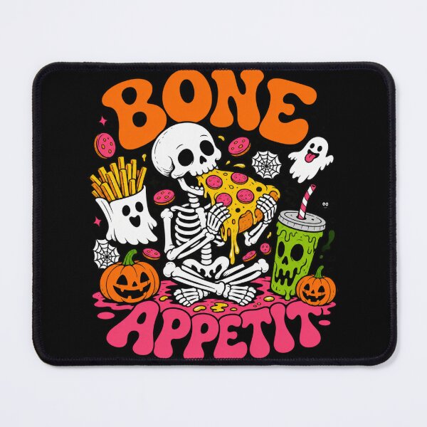 Item preview, Bone Appetit Funny Halloween Skeleton Eating Pizza Fast Food Pun designed and sold by Design Vibras.