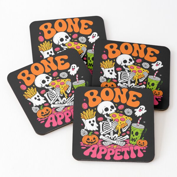 Item preview, Bone Appetit Funny Halloween Skeleton Eating Pizza Fast Food Pun designed and sold by Design Vibras.