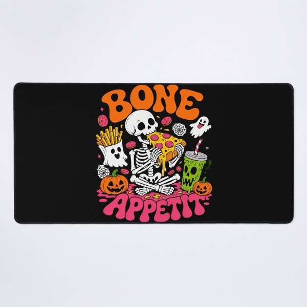 Item preview, Bone Appetit Funny Halloween Skeleton Eating Pizza Fast Food Pun designed and sold by Design Vibras.