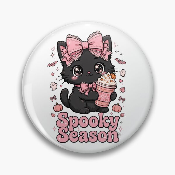 Artikelvorschau, Gruselige Jahreszeit: Pinke Kokette Schwarze Katze | Kürbisgewürz-Latte Halloween entworfen und verkauft von     Fatma Creates.