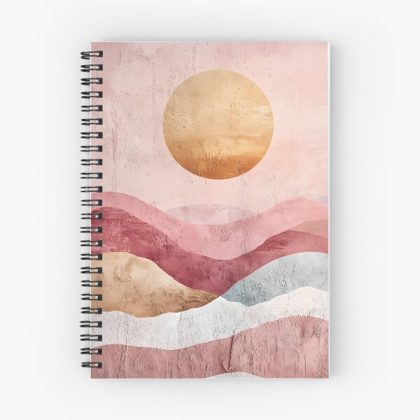 Item preview, Abstract Boho Landscape – Pink Pastel & Gold-Orange Sun designed and sold by Artdavesalzburg.