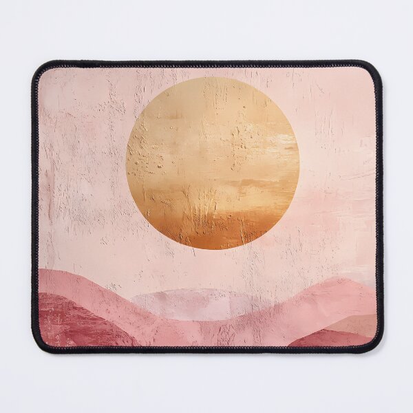 Item preview, Abstract Boho Landscape – Pink Pastel & Gold-Orange Sun designed and sold by Artdavesalzburg.