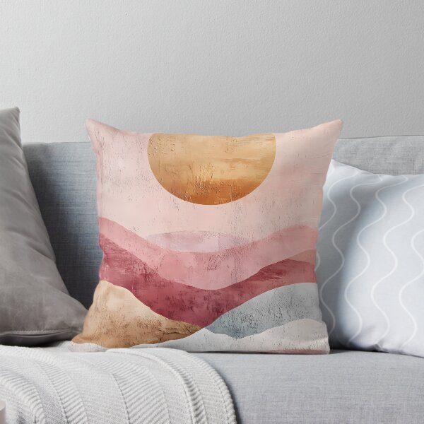 Item preview, Abstract Boho Landscape – Pink Pastel & Gold-Orange Sun designed and sold by Artdavesalzburg.