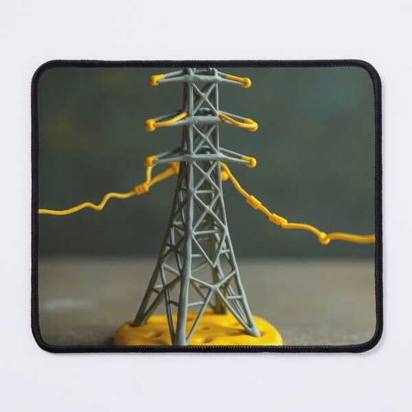Item preview, Electricity Pylon Clay Model Miniature Yellow Wire Art designed and sold by Pylon-Bureau.