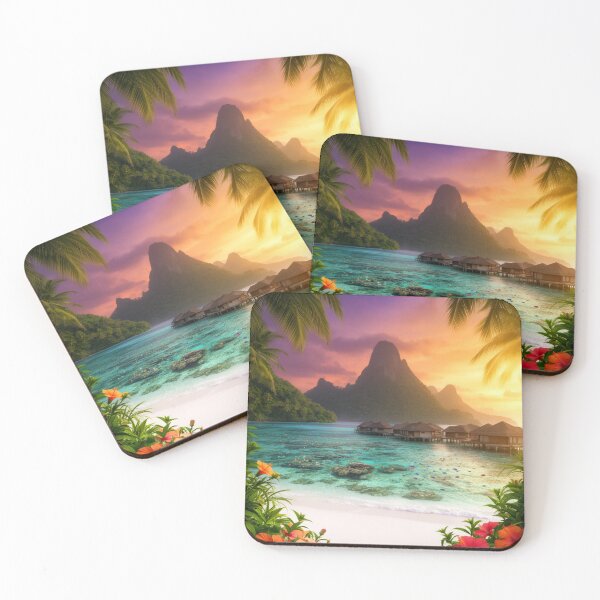 Item preview, Island Serenity at Sunset - Tropical Lagoon Escape designed and sold by nhk999.