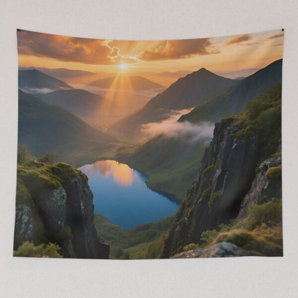 Item preview, Valley of Golden Light - Sunrise Mountain Dreamscape designed and sold by nhk999.