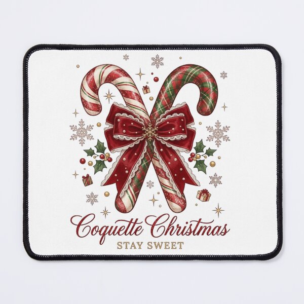 Item preview, Coquette Christmas Stay Sweet Candy Cane Bow Festive Graphic designed and sold by designwiss.