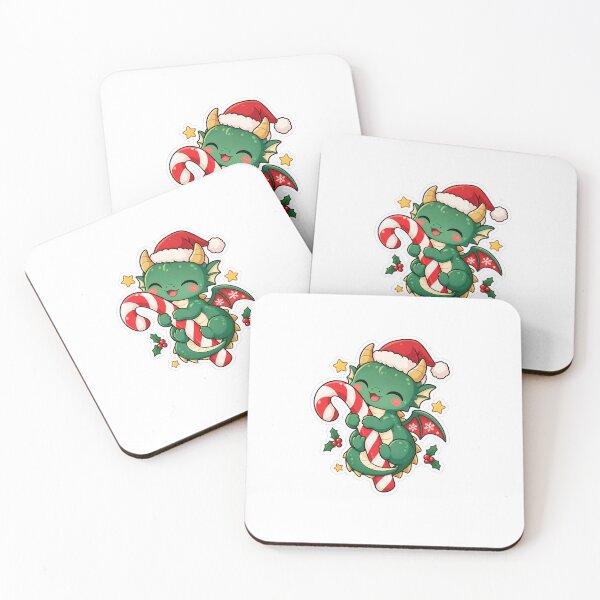 Item preview, Cute Kawaii Christmas Baby Dragon Wrapped in Candy Cane designed and sold by naruto4925.