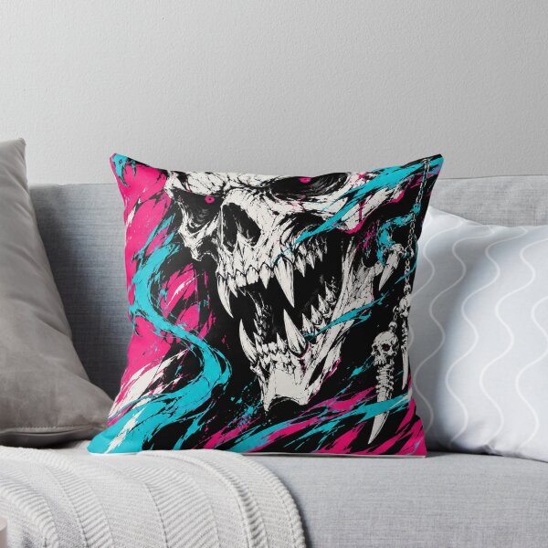 Aperçu de l'œuvre White Horned Skull Wrapped in Cyan Ribbons créée et vendue par MouradStudio.