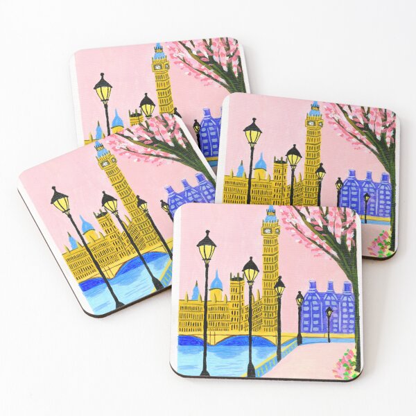 Item preview, London Spring Glow – Big Ben & Blossoms Watercolor Painting designed and sold by InkAndPastel6.