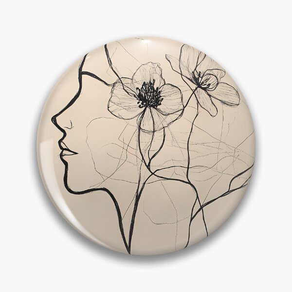 Artikelvorschau, Minimalistisches One-Line-Art Frauenprofil mit Blumen entworfen und verkauft von Artdavesalzburg.