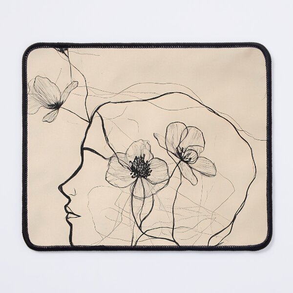 Item preview, Minimalist one-line art female profile with flowers designed and sold by Artdavesalzburg.