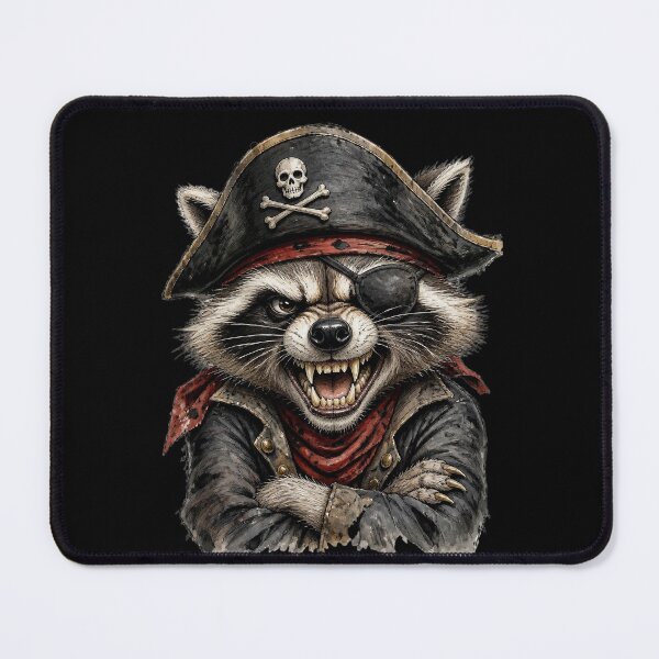 Item preview, Pirate Raccoon Captain Fierce Funny Nautical Animal Artwork designed and sold by Wilcox PhotoArt.