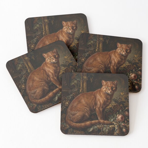 Item preview, Regal Eyra Jaguarundi Portrait with Baroque Roses designed and sold by Real Beast Art.