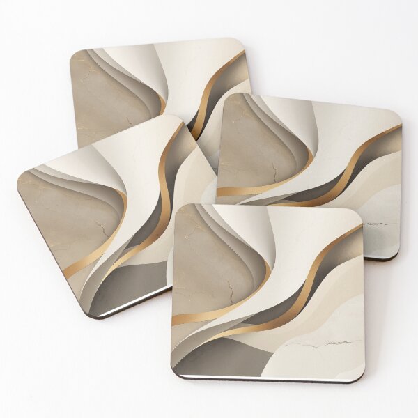 Item preview, Elegant Beige and Gold Fluid Waves Modern Abstract Art designed and sold by PrintWavePro.