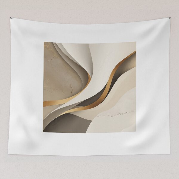 Item preview, Elegant Beige and Gold Fluid Waves Modern Abstract Art designed and sold by PrintWavePro.