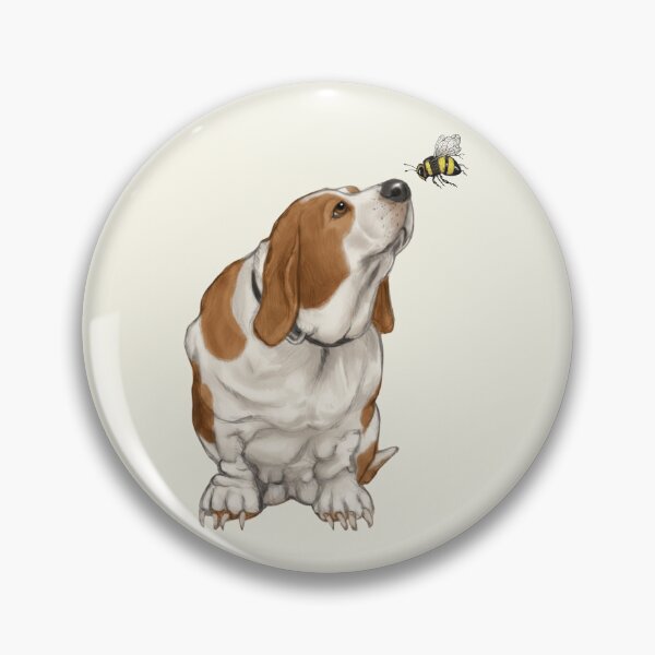 Item preview, Basset Hound Dog with Bee By Its NOSE designed and sold by JoyfulWhimsy.