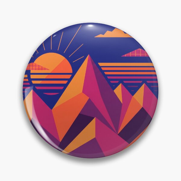 Item preview, Retro Geometric Mountain Sunset Abstract Art designed and sold by pattman.