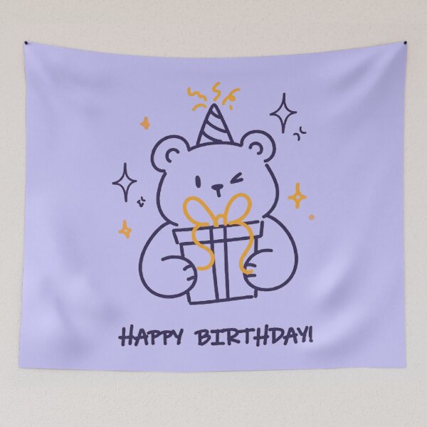 Item preview, Cute Birthday Bear Happy Birthday Retro designed and sold by PetalsPaws.