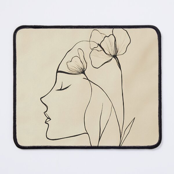 Item preview, Minimalist one-line art of a woman's profile with flowers – closed eyes designed and sold by Artdavesalzburg.
