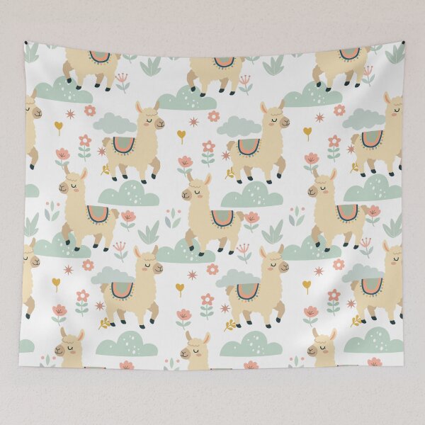 Item preview, Cute Llama Floral Nursery Seamless Pattern Background designed and sold by prapapon.
