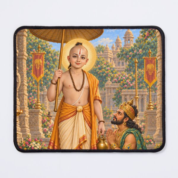 Item preview, Vamana Avatar of Lord Vishnu - King Mahabali Devotional Art designed and sold by Homyar.