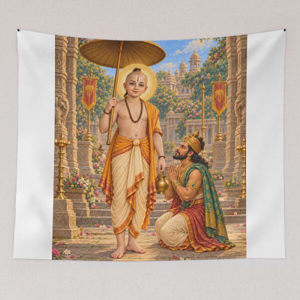 Item preview, Vamana Avatar of Lord Vishnu - King Mahabali Devotional Art designed and sold by Homyar.