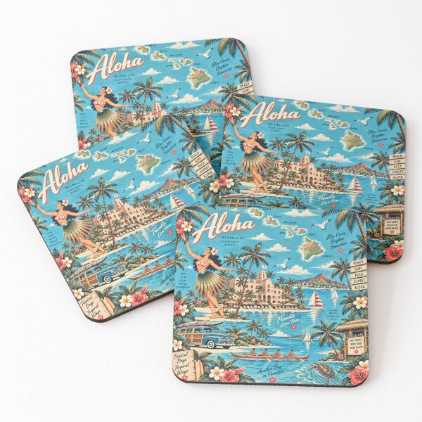 Item preview, Modern Hawaiian Resort – Aloha Islands & Sea Turtles designed and sold by Plus91BIRD.