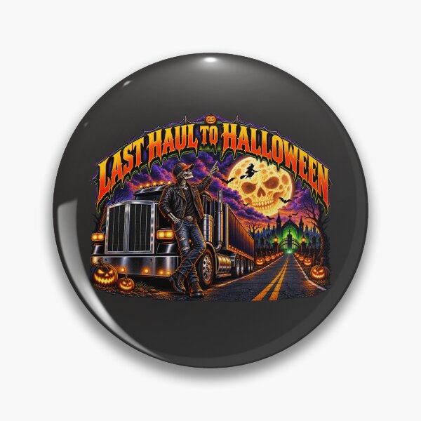 Item preview, Last Haul To Halloween - Skeleton Trucker Big Rig Moon Art designed and sold by NomadForge.