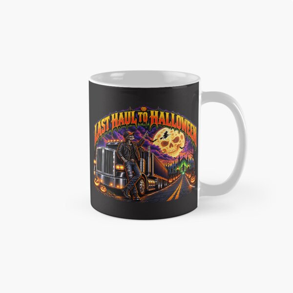 Item preview, Last Haul To Halloween - Skeleton Trucker Big Rig Moon Art designed and sold by NomadForge.