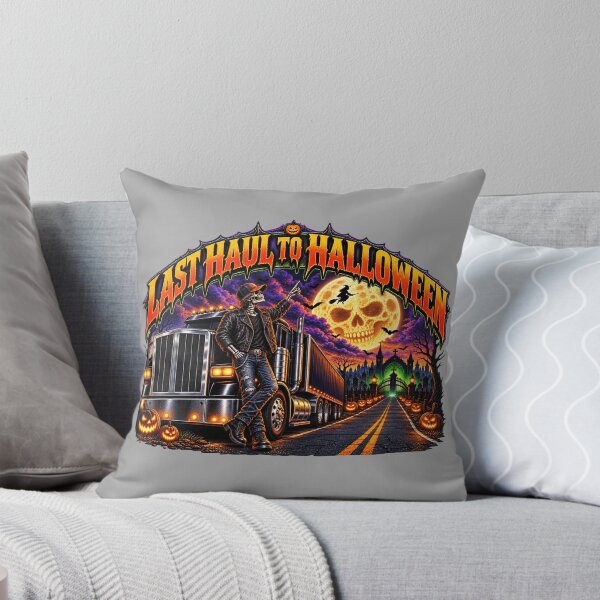 Item preview, Last Haul To Halloween - Skeleton Trucker Big Rig Moon Art designed and sold by NomadForge.