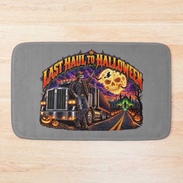 Item preview, Last Haul To Halloween - Skeleton Trucker Big Rig Moon Art designed and sold by NomadForge.
