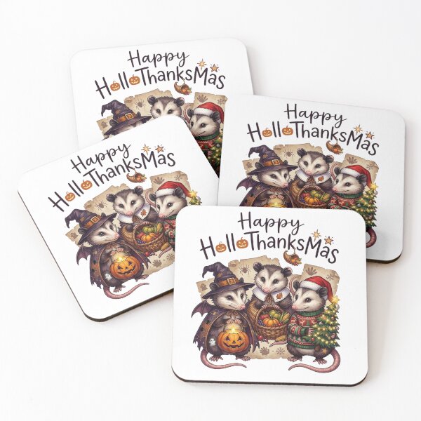Item preview, Happy HalloThanksMas Opossum - Halloween Thanksgiving Christmas Mashup designed and sold by designwiss.
