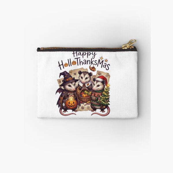 Item preview, Happy HalloThanksMas Opossum - Halloween Thanksgiving Christmas Mashup designed and sold by designwiss.