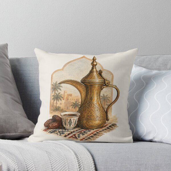 Item preview, Arabian Coffee Heritage – Vintage Dallah & Dates Illustration designed and sold by Yaqon.