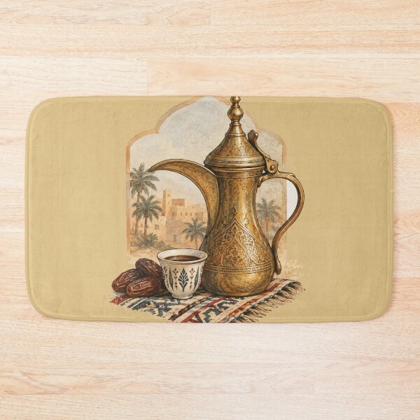 Item preview, Arabian Coffee Heritage – Vintage Dallah & Dates Illustration designed and sold by Yaqon.
