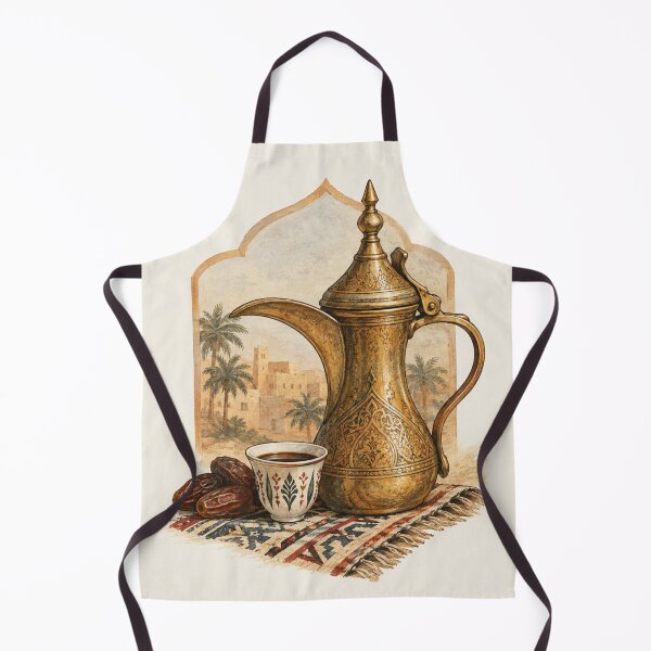 Item preview, Arabian Coffee Heritage – Vintage Dallah & Dates Illustration designed and sold by Yaqon.