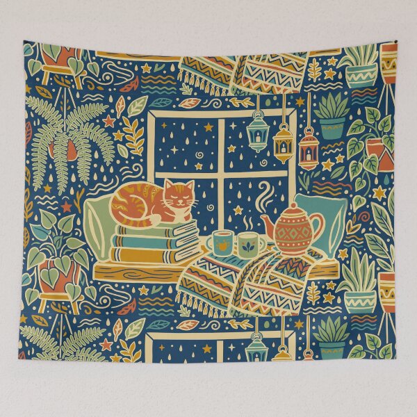 Item preview, Cozy Cat Book Lover Print designed and sold by monicabianca.