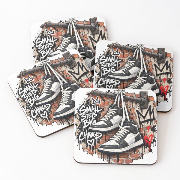 Item preview, Small Steps Big Changes – Black & White Street Sneakers designed and sold by TinyWeird.
