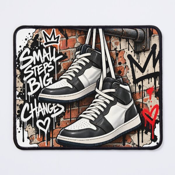 Item preview, Small Steps Big Changes – Black & White Street Sneakers designed and sold by TinyWeird.